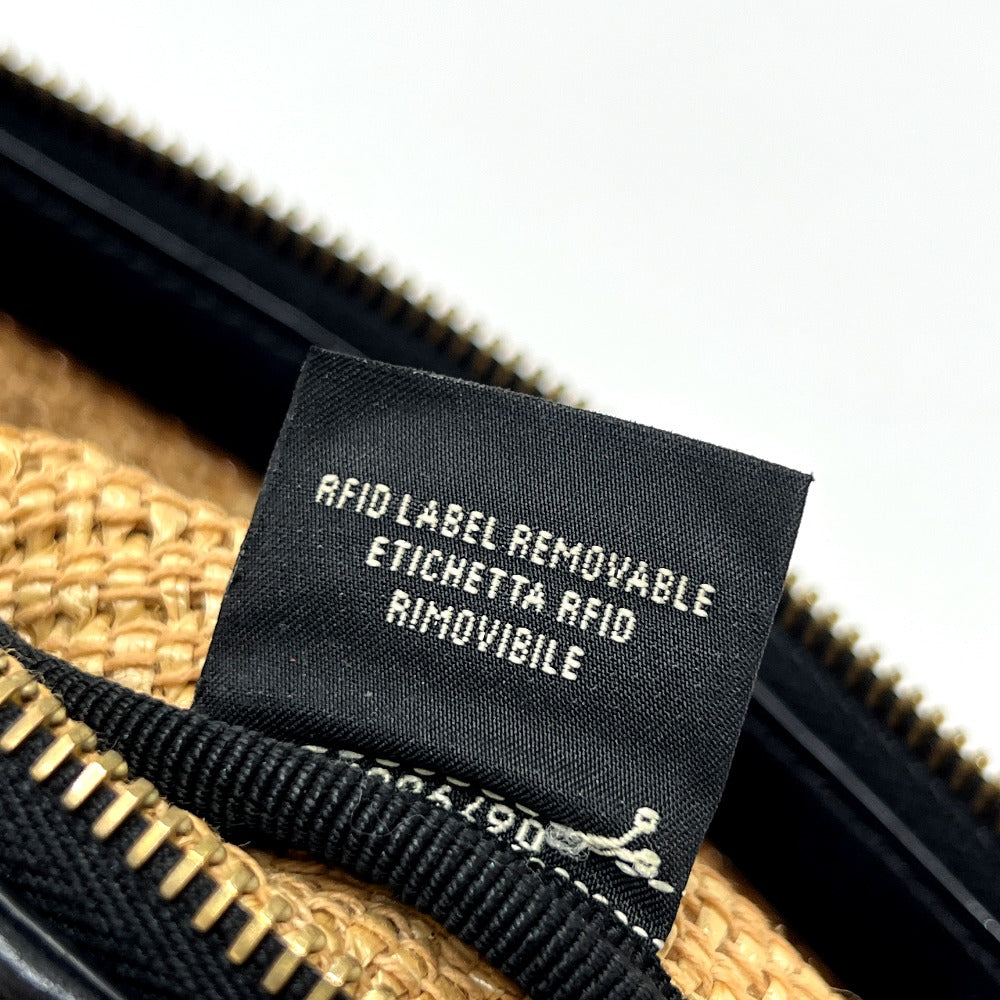 FENDI 8N0149 Straw Logo Bag Pouch Clutch Bag Raffia Unisex Beige