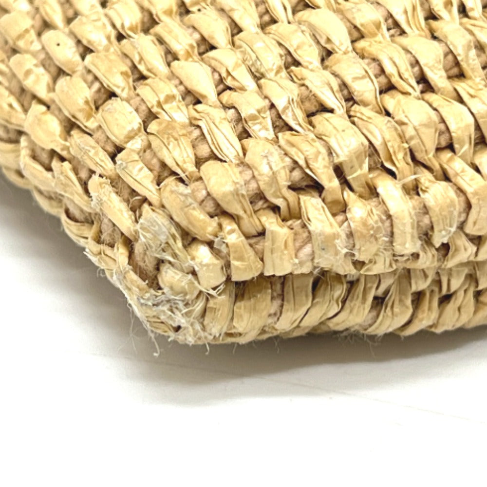 FENDI 8N0149 Straw Logo Bag Pouch Clutch Bag Raffia Unisex Beige