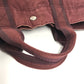 HERMES Half Leather Foule MM Tote Bag, Canvas/Leather Handbag, Unisex, Wine Red
