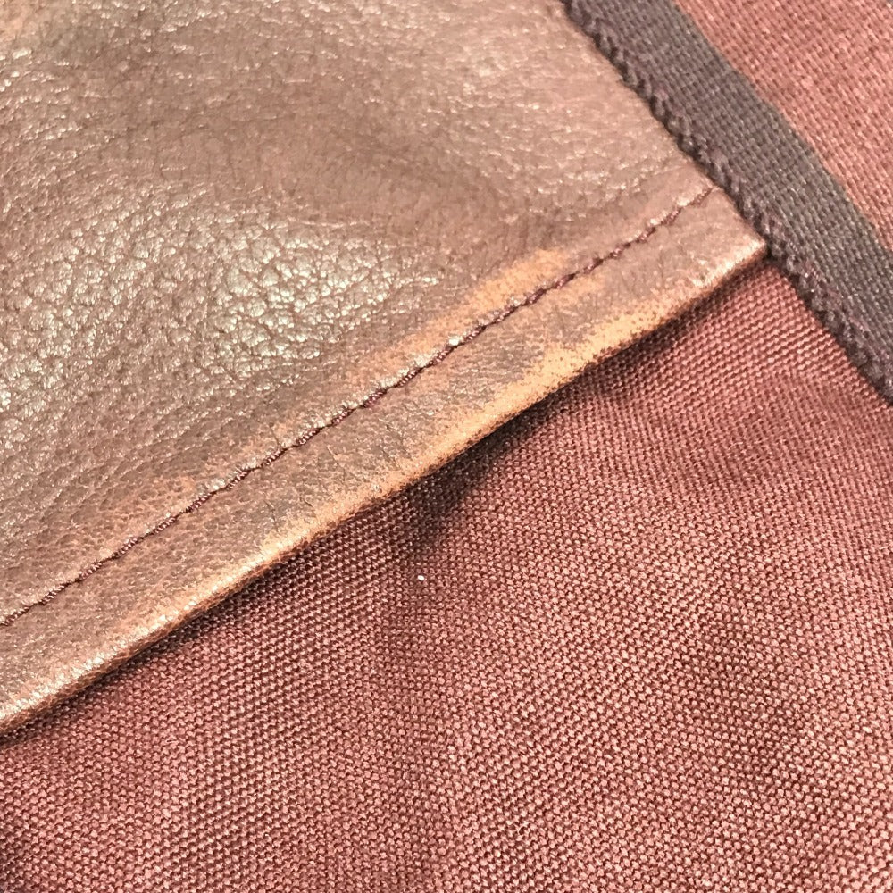 HERMES Half Leather Foule MM Tote Bag, Canvas/Leather Handbag, Unisex, Wine Red