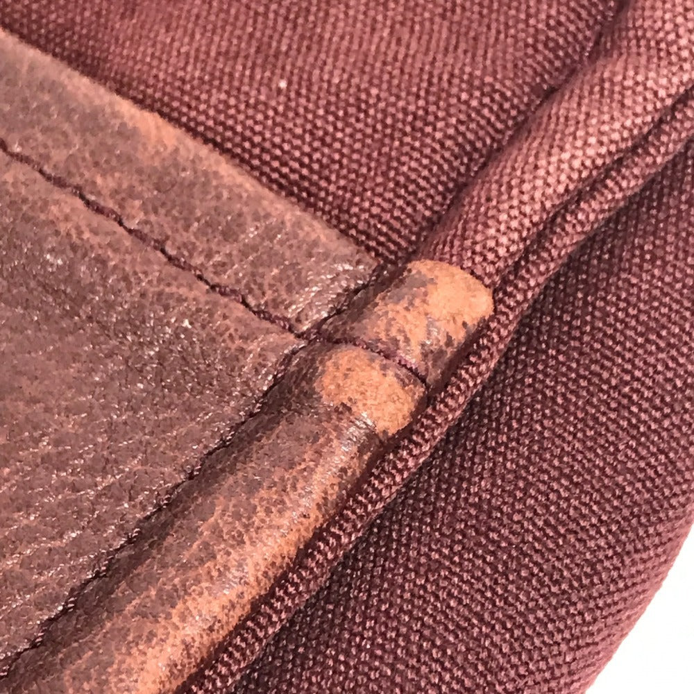 HERMES Half Leather Foule MM Tote Bag, Canvas/Leather Handbag, Unisex, Wine Red