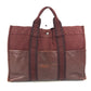 HERMES Half Leather Foule MM Tote Bag, Canvas/Leather Handbag, Unisex, Wine Red