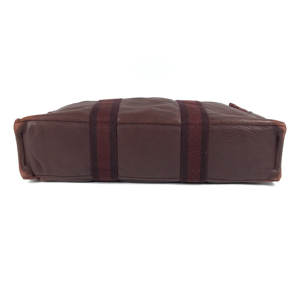 HERMES Half Leather Foule MM Tote Bag, Canvas/Leather Handbag, Unisex, Wine Red