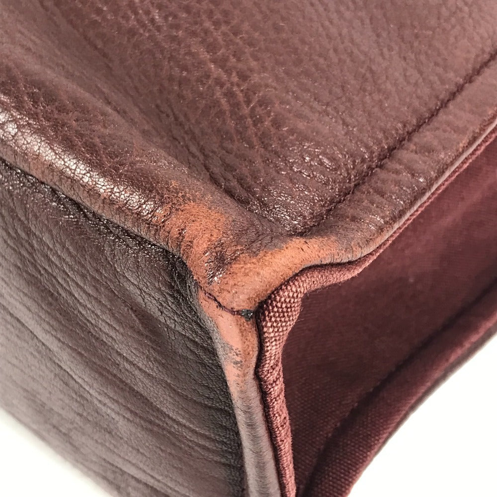 HERMES Half Leather Foule MM Tote Bag, Canvas/Leather Handbag, Unisex, Wine Red