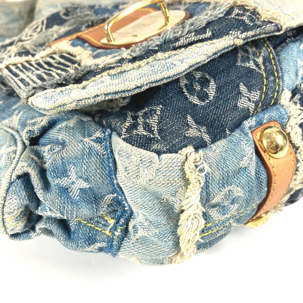 LOUIS VUITTON M95374 Monogram Denim Patchwork Posty Bag, Flap Messenger Bag, Shoulder Bag, Unisex, Blue