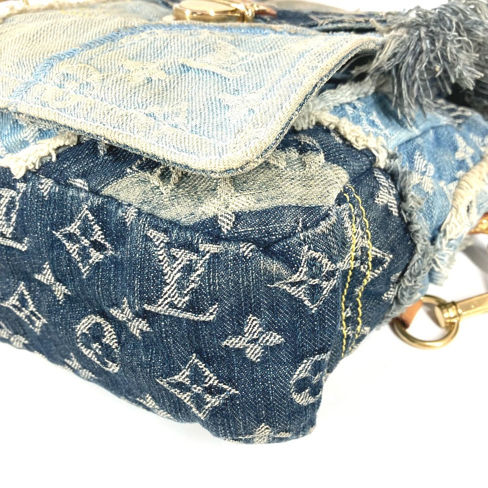 LOUIS VUITTON M95374 Monogram Denim Patchwork Posty Bag, Flap Messenger Bag, Shoulder Bag, Unisex, Blue
