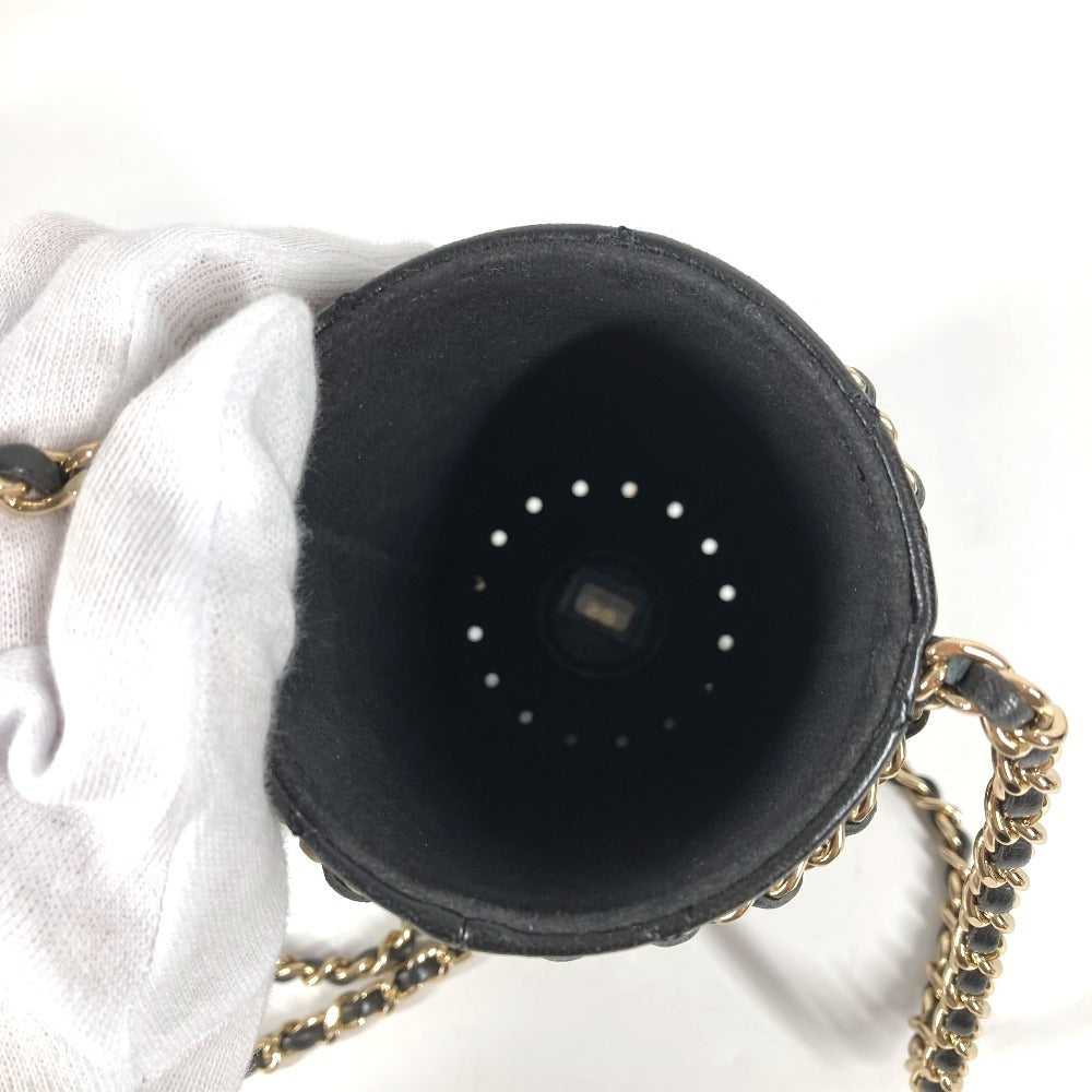CHANEL AS1324 Water Bottle CC with Coco Mark Logo and Chain Case, Crossbody Bag, Interior Water Bottle, Shoulder Bag, Leather, Women's, Black