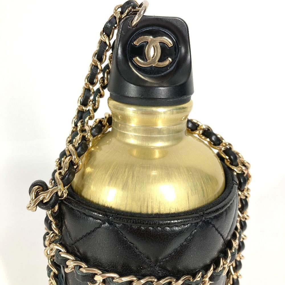 CHANEL AS1324 Water Bottle CC with Coco Mark Logo and Chain Case, Crossbody Bag, Interior Water Bottle, Shoulder Bag, Leather, Women's, Black