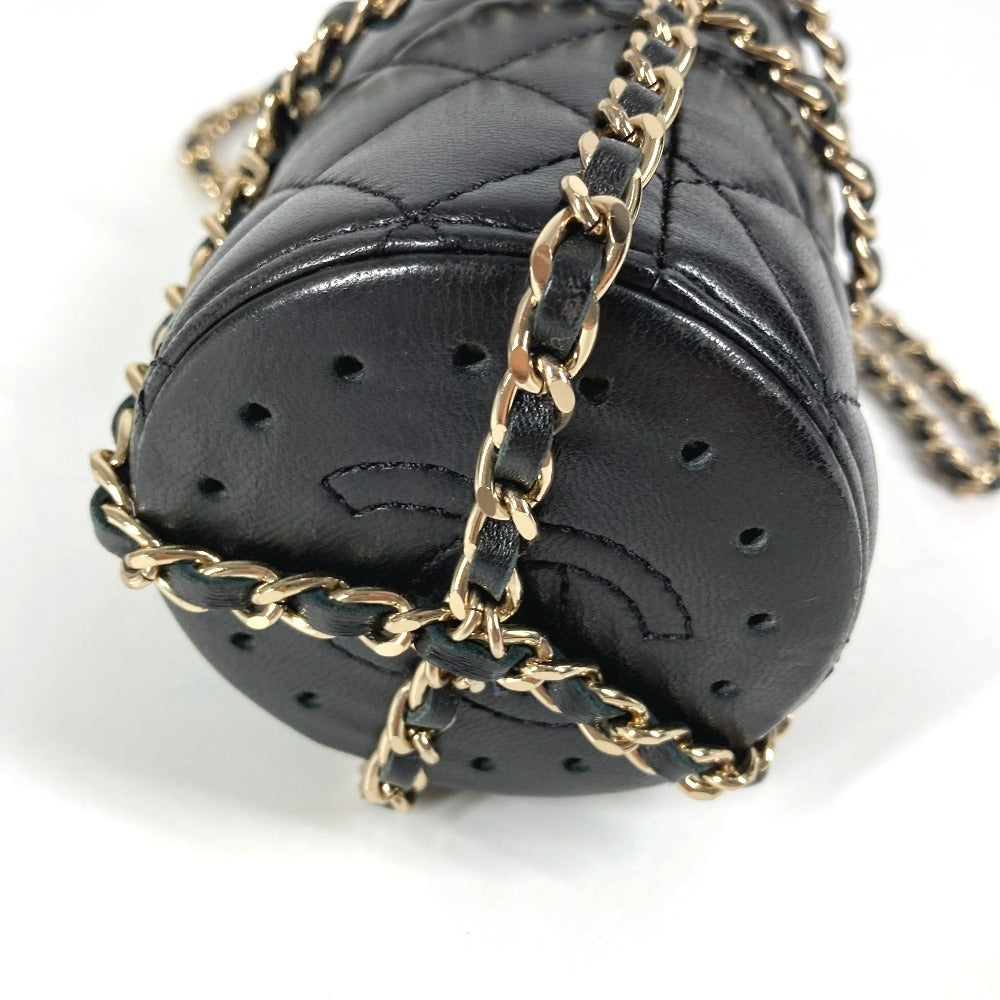 CHANEL AS1324 Water Bottle CC with Coco Mark Logo and Chain Case, Crossbody Bag, Interior Water Bottle, Shoulder Bag, Leather, Women's, Black