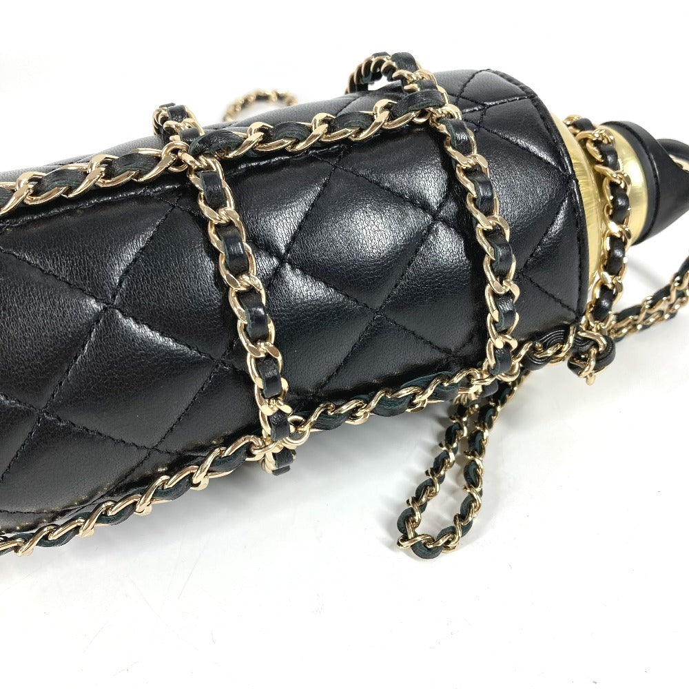 CHANEL AS1324 Water Bottle CC with Coco Mark Logo and Chain Case, Crossbody Bag, Interior Water Bottle, Shoulder Bag, Leather, Women's, Black