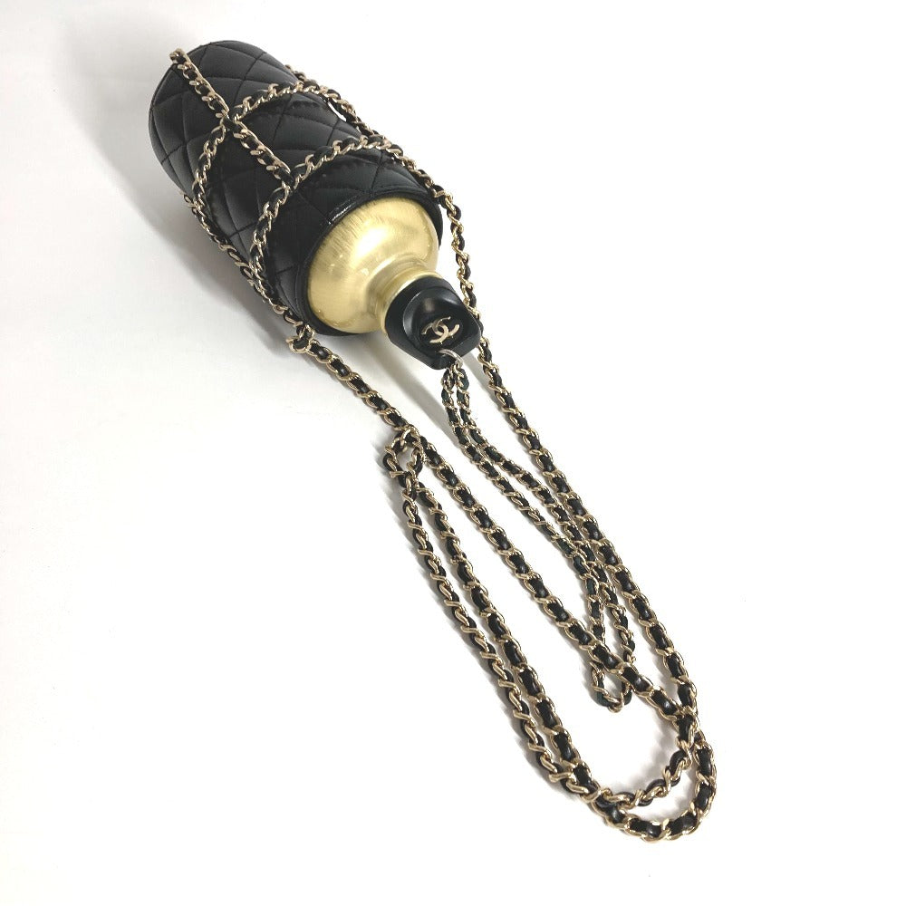CHANEL AS1324 Water Bottle CC with Coco Mark Logo and Chain Case, Crossbody Bag, Interior Water Bottle, Shoulder Bag, Leather, Women's, Black