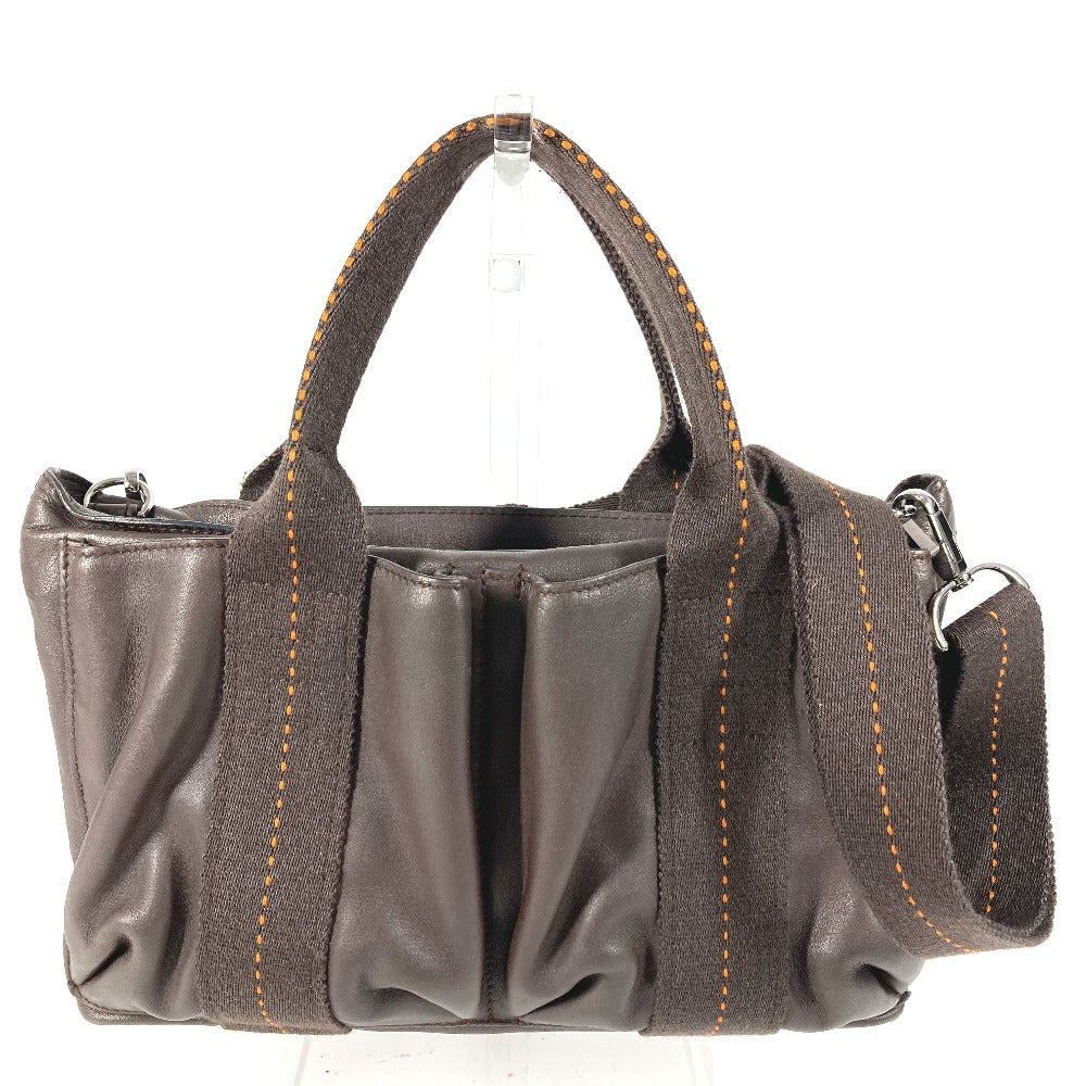 HERMES オレンジステッチ キャラバンホリゾンタルPM キャラバン ホリゾンタル PM カバン 2WAY ショルダーバッグ ハンドバッグ レザー レディース ブラウン