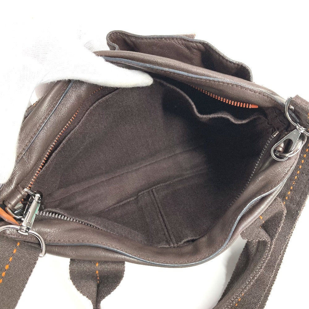 HERMES オレンジステッチ キャラバンホリゾンタルPM キャラバン ホリゾンタル PM カバン 2WAY ショルダーバッグ ハンドバッグ レザー レディース ブラウン