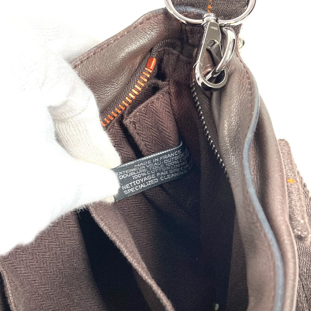 HERMES オレンジステッチ キャラバンホリゾンタルPM キャラバン ホリゾンタル PM カバン 2WAY ショルダーバッグ ハンドバッグ レザー レディース ブラウン
