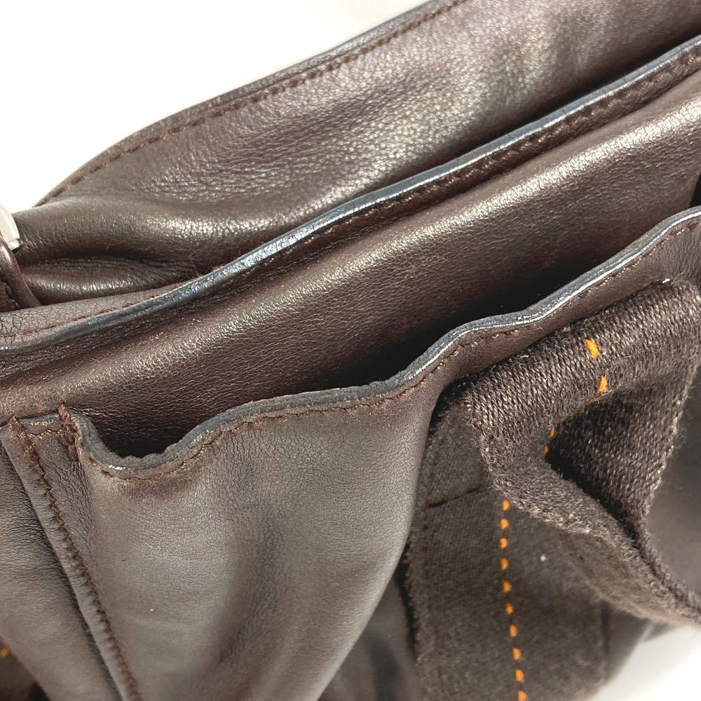 HERMES オレンジステッチ キャラバンホリゾンタルPM キャラバン ホリゾンタル PM カバン 2WAY ショルダーバッグ ハンドバッグ レザー レディース ブラウン