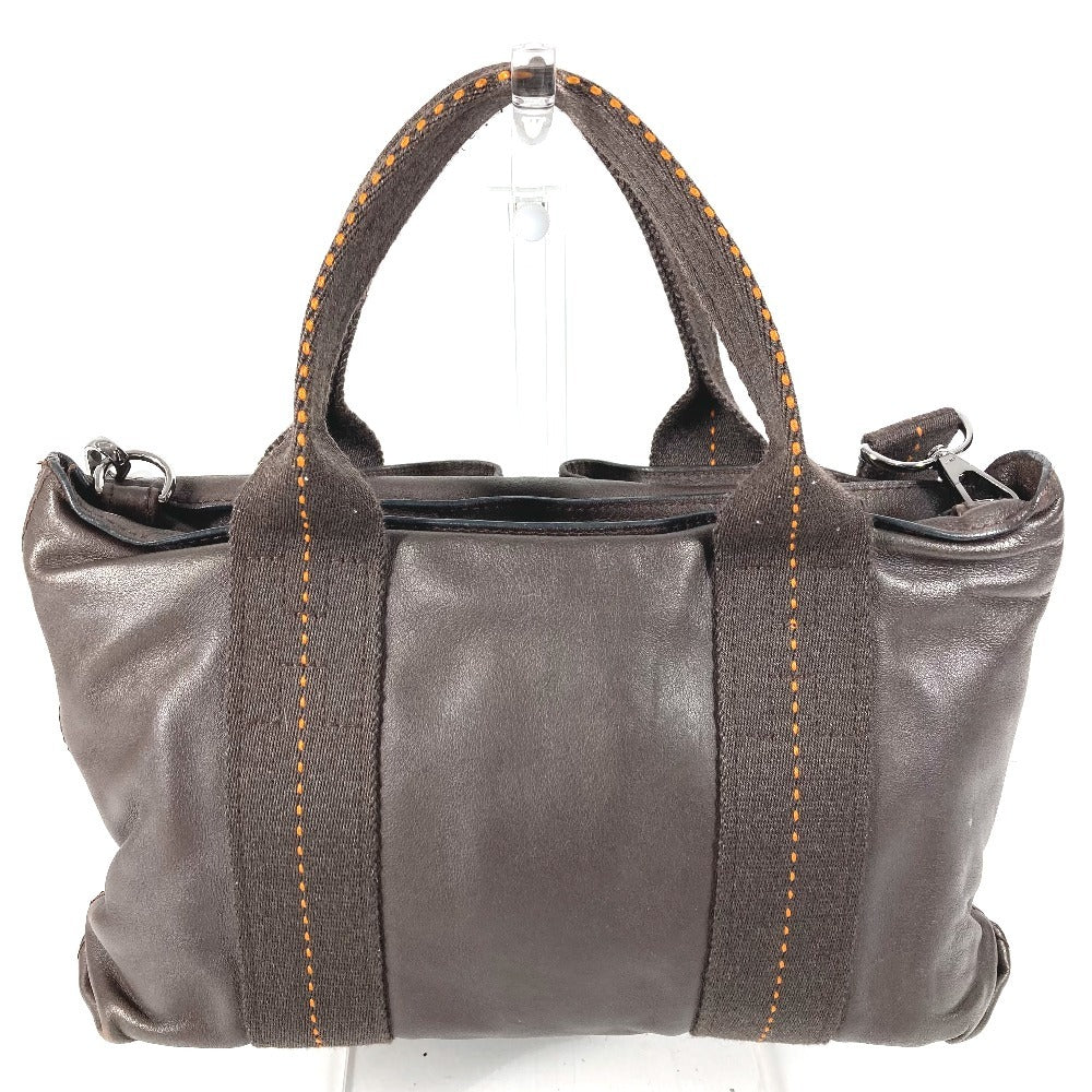 HERMES オレンジステッチ キャラバンホリゾンタルPM キャラバン ホリゾンタル PM カバン 2WAY ショルダーバッグ ハンドバッグ レザー レディース ブラウン
