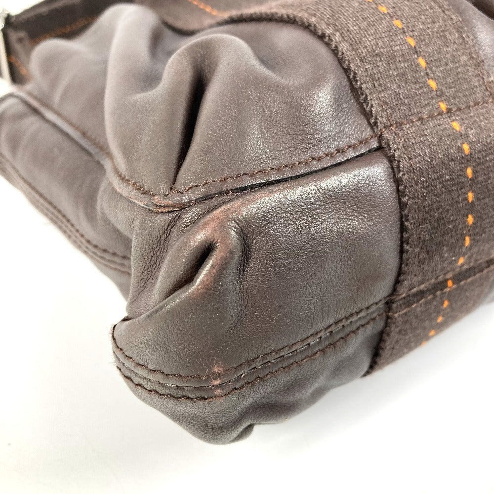 HERMES オレンジステッチ キャラバンホリゾンタルPM キャラバン ホリゾンタル PM カバン 2WAY ショルダーバッグ ハンドバッグ レザー レディース ブラウン