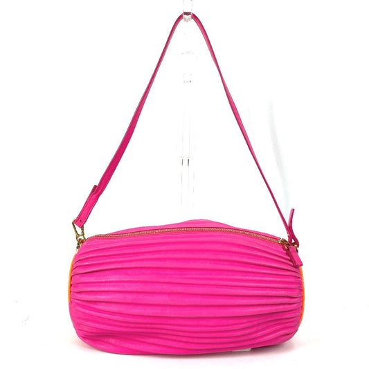 LOEWE ブレスレット ポーチ プリーツ 2WAYバッグ カバン 斜め掛け ポシェット クラッチバッグ ショルダーバッグ レザー レディース ピンク
