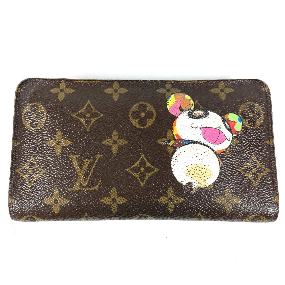 LOUIS VUITTON M61729 Monogram Panda Takashi Murakami Porte Monne Zip Long Wallet Round Zipper Monogram Canvas Women's Brown