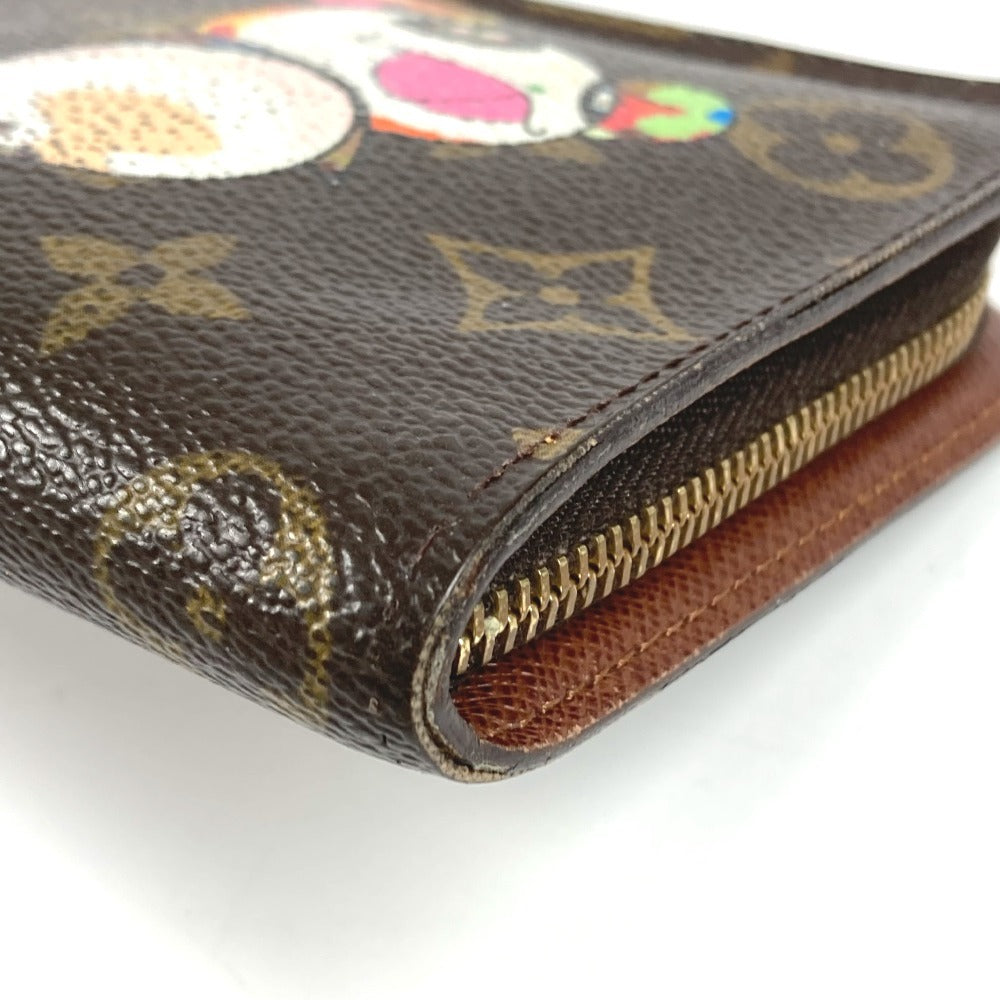 LOUIS VUITTON M61729 Monogram Panda Takashi Murakami Porte Monne Zip Long Wallet Round Zipper Monogram Canvas Women's Brown
