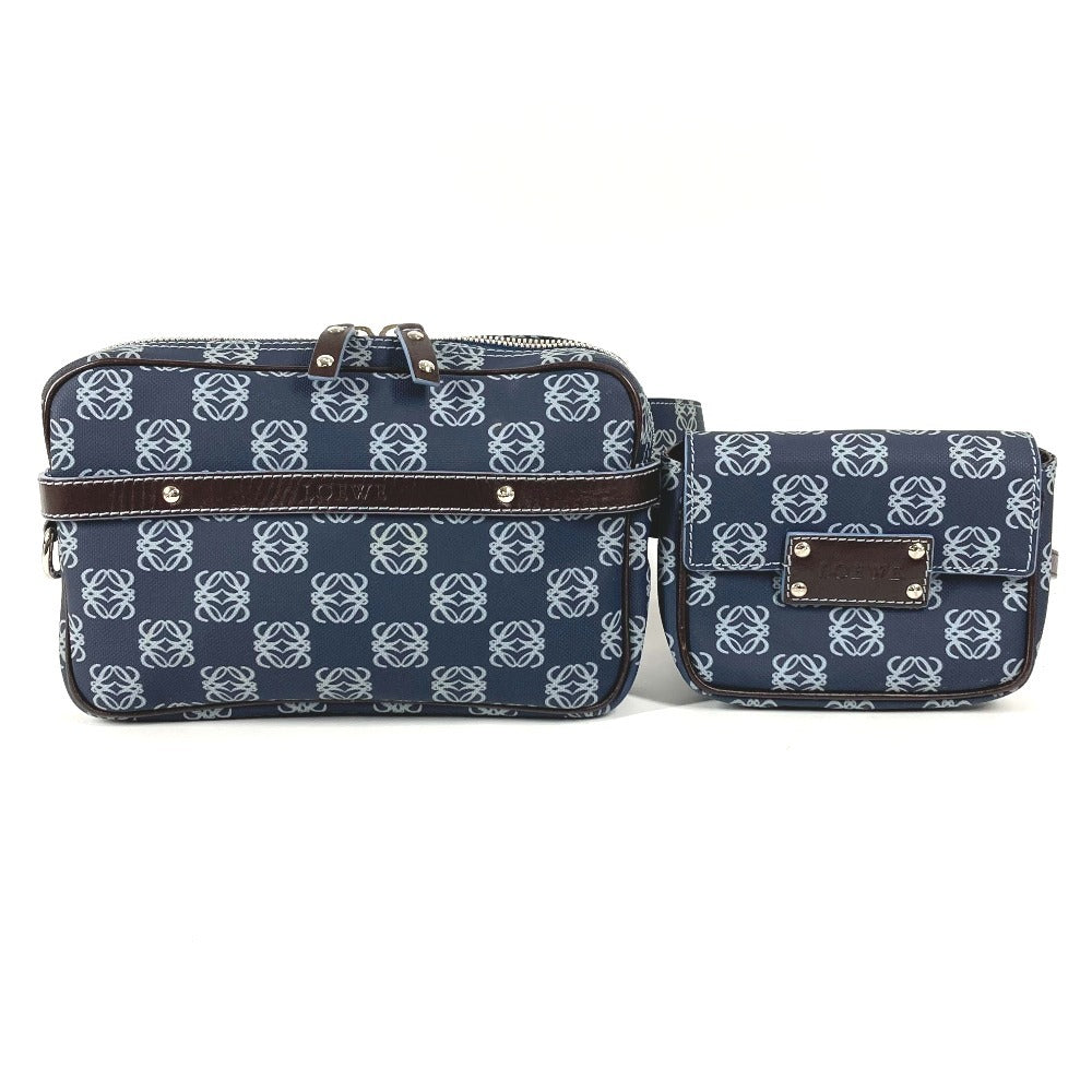 LOEWE アナグラム ロゴ ウエストバッグ クロス ショルダーバッグ ベルトバッグ ボディバッグ PVC/レザー ユニセックス ブルー