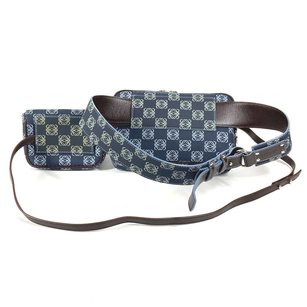 LOEWE アナグラム ロゴ ウエストバッグ クロス ショルダーバッグ ベルトバッグ ボディバッグ PVC/レザー ユニセックス ブルー