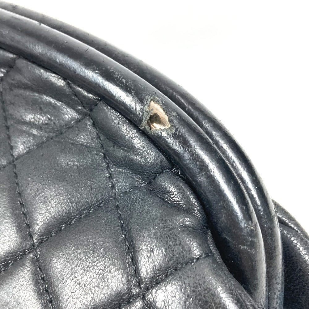 CHANEL CC ココマーク がま口 キルティング セカンドバッグ ポーチ ロゴ クラッチバッグ レザー レディース ブラック