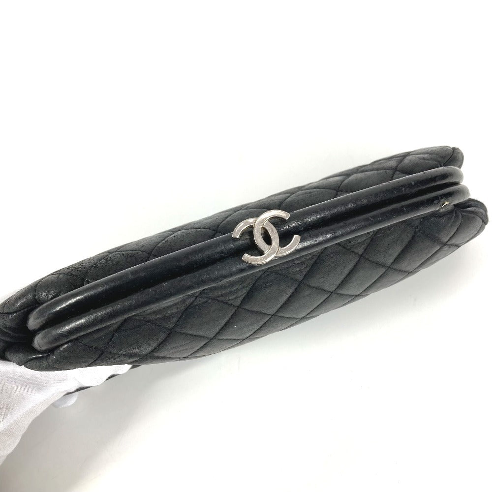 CHANEL CC ココマーク がま口 キルティング セカンドバッグ ポーチ ロゴ クラッチバッグ レザー レディース ブラック