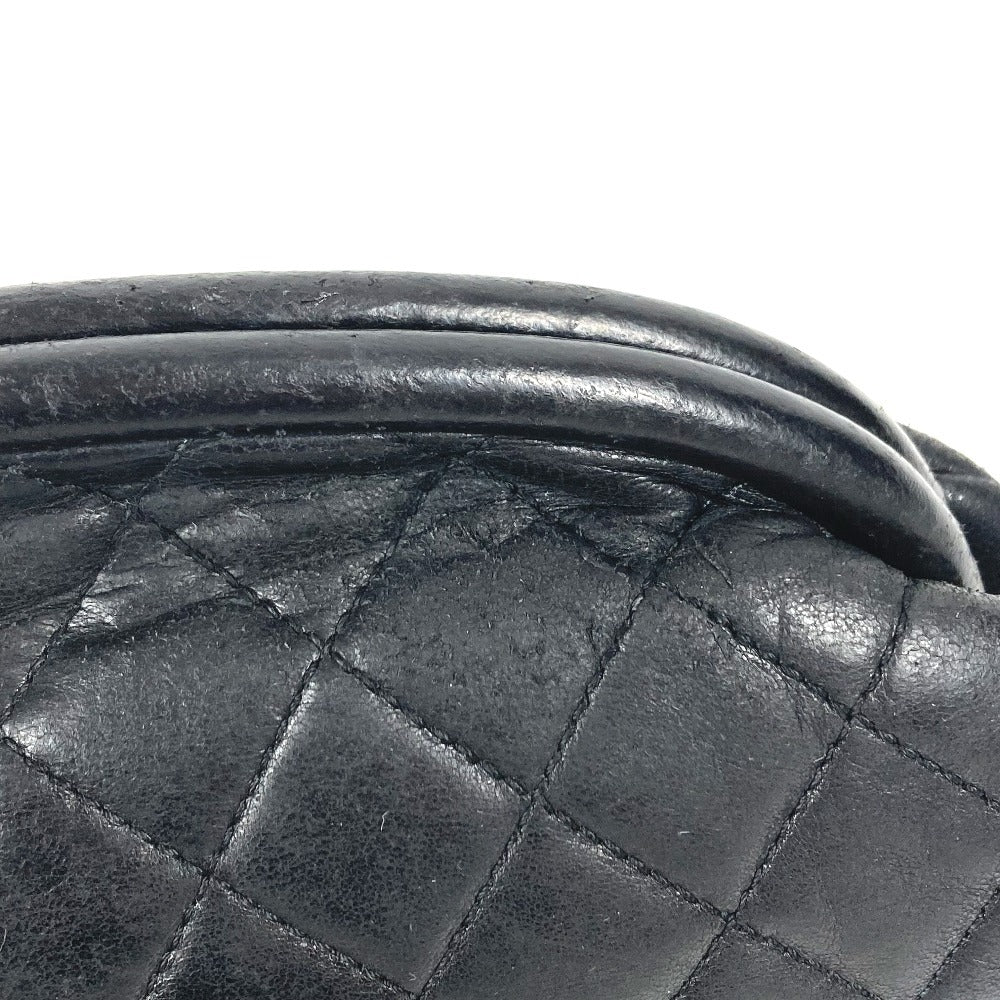 CHANEL CC ココマーク がま口 キルティング セカンドバッグ ポーチ ロゴ クラッチバッグ レザー レディース ブラック
