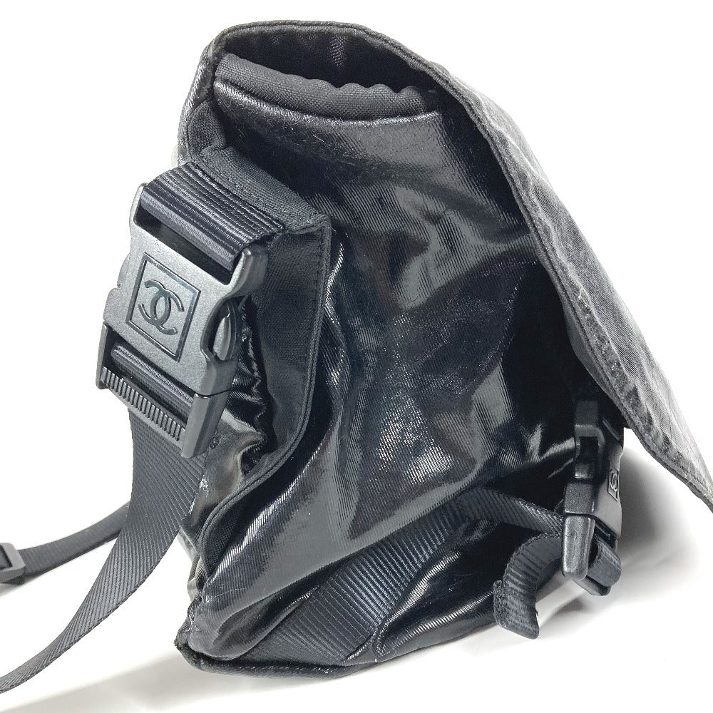CHANEL Sport CC Coco Mark Logo Messenger Bag, Crossbody Bag, Flap Shoulder Bag, Coated Canvas, Women's, Black