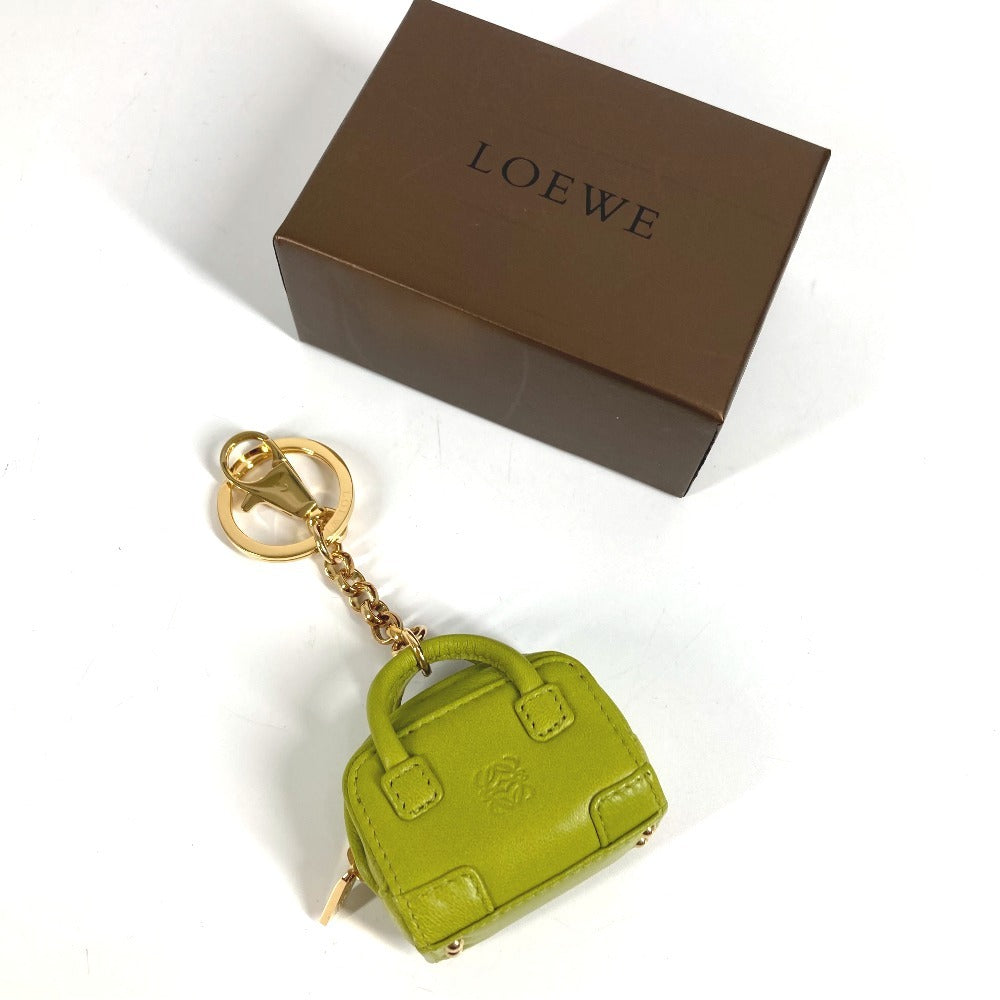 LOEWE Amazona Anagram Logo Charm Bag Charm Keychain Leather Unisex Green