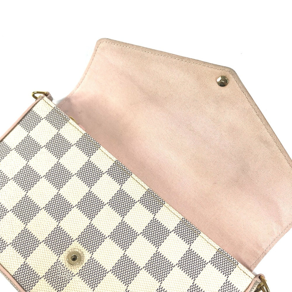 LOUIS VUITTON N60235 Damier Azur Pochette Felicie GM Chain Wallet Long Wallet Shoulder Bag Damier Azur Canvas Women's White