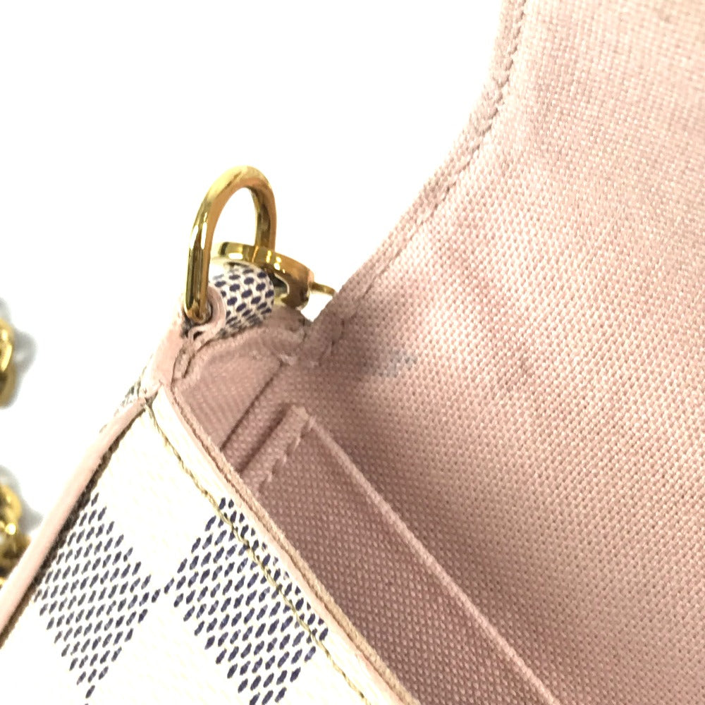 LOUIS VUITTON N60235 Damier Azur Pochette Felicie GM Chain Wallet Long Wallet Shoulder Bag Damier Azur Canvas Women's White