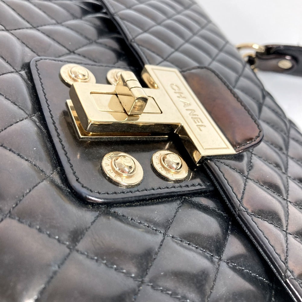 CHANEL Matelasse Quilted 2.55 CC Coco Mark Logo 2-Way Bag, Handbag, Flap Chain Tote Bag, Shoulder Bag, Enamel, Women's, Black