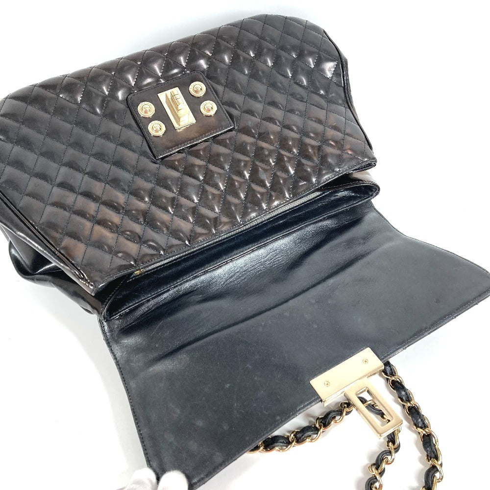 CHANEL Matelasse Quilted 2.55 CC Coco Mark Logo 2-Way Bag, Handbag, Flap Chain Tote Bag, Shoulder Bag, Enamel, Women's, Black