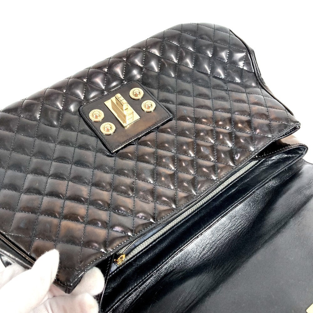 CHANEL Matelasse Quilted 2.55 CC Coco Mark Logo 2-Way Bag, Handbag, Flap Chain Tote Bag, Shoulder Bag, Enamel, Women's, Black