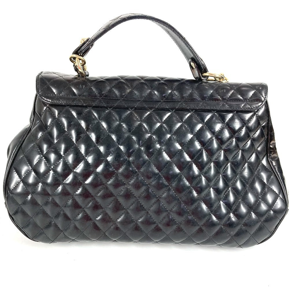 CHANEL Matelasse Quilted 2.55 CC Coco Mark Logo 2-Way Bag, Handbag, Flap Chain Tote Bag, Shoulder Bag, Enamel, Women's, Black