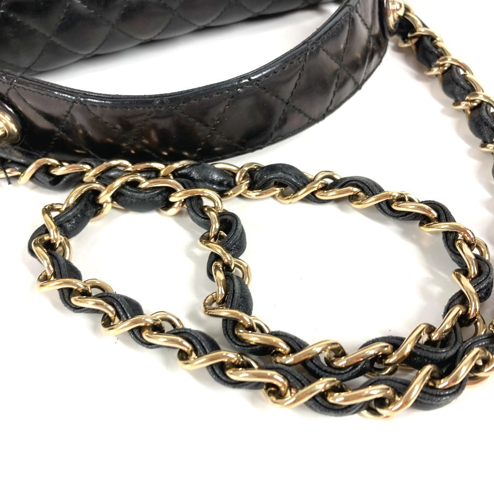 CHANEL Matelasse Quilted 2.55 CC Coco Mark Logo 2-Way Bag, Handbag, Flap Chain Tote Bag, Shoulder Bag, Enamel, Women's, Black