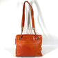 CHANEL Vintage CC Coco Mark Logo Double Chain Tote Bag, Leather Shoulder Bag, Women's, Orange
