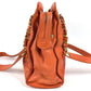 CHANEL Vintage CC Coco Mark Logo Double Chain Tote Bag, Leather Shoulder Bag, Women's, Orange