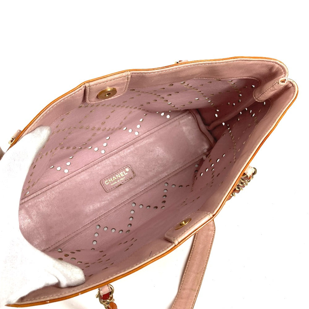 CHANEL CC Coco Mark Logo Punching Shoulder Bag Enamel Unisex Pink