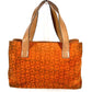 CELINE Macadam Logo Handbag/Tote Bag in Suede/Leather, Unisex, Orange