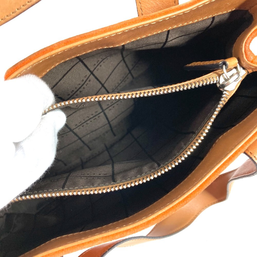 CELINE Macadam Logo Handbag/Tote Bag in Suede/Leather, Unisex, Orange