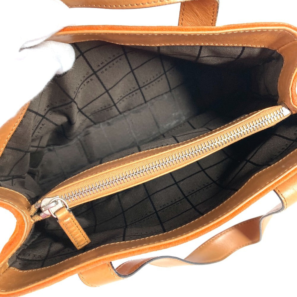 CELINE Macadam Logo Handbag/Tote Bag in Suede/Leather, Unisex, Orange