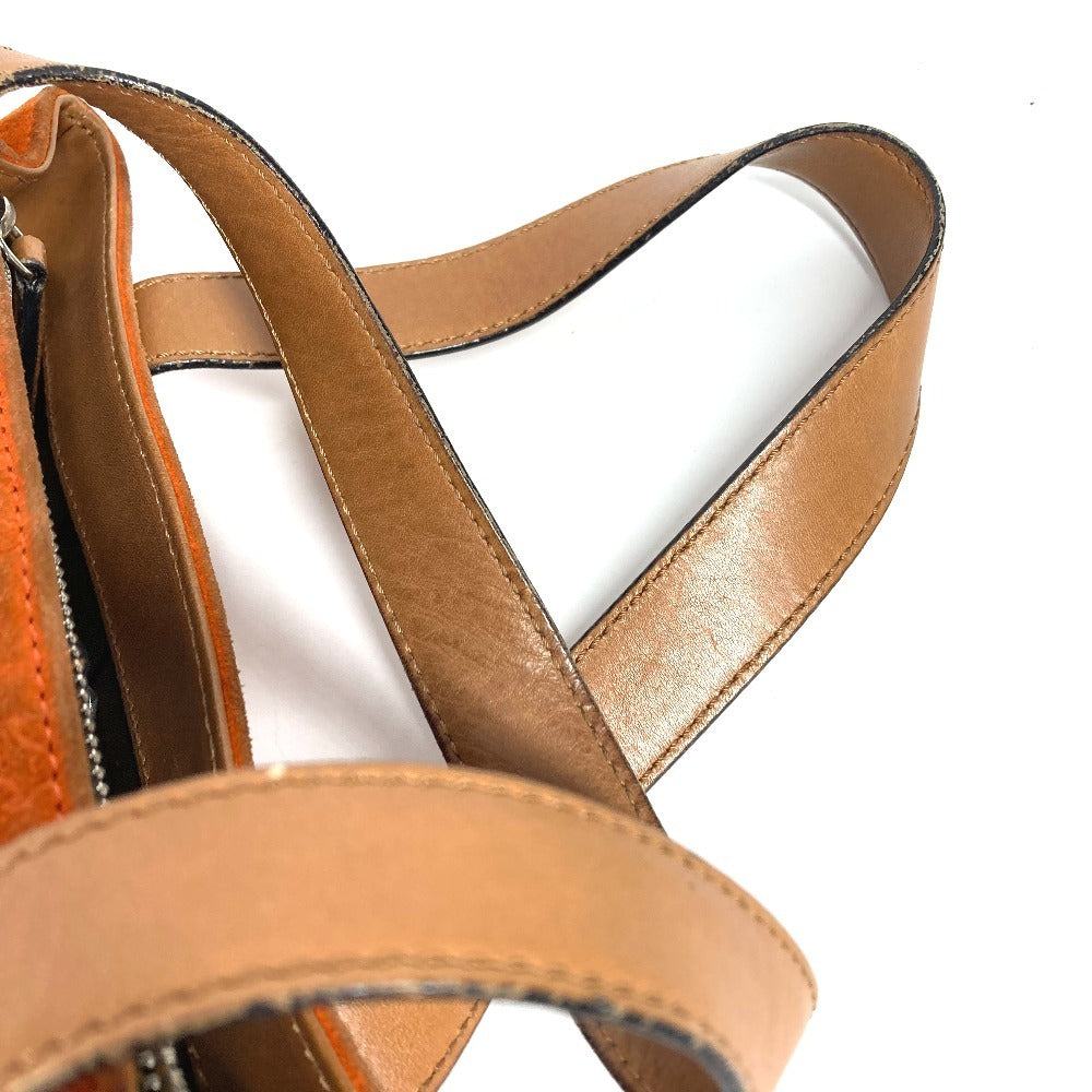 CELINE Macadam Logo Handbag/Tote Bag in Suede/Leather, Unisex, Orange