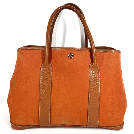 HERMES ガーデンパーティ36 PM ガーデンパーティ 36 カバン バッグ ハンドバッグ ショルダーバッグ 肩掛け トートバッグ レザー/キャンバス ユニセックス オレンジ