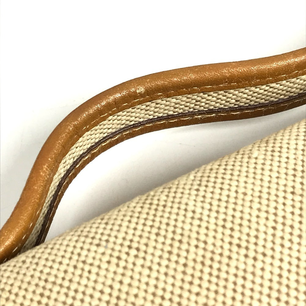 HERMES 馬 シュバル ロゴ ヴィンテージ ジョッキー カバン 斜め掛け フラップ ポシェット 2WAYバッグ ハンドバッグ ショルダーバッグ レザー/キャンバス ユニセックス ベージュ