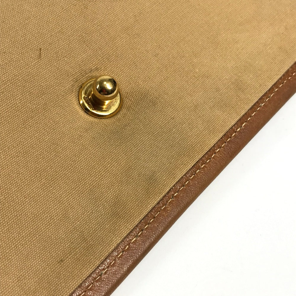 HERMES 馬 シュバル ロゴ ヴィンテージ ジョッキー カバン 斜め掛け フラップ ポシェット 2WAYバッグ ハンドバッグ ショルダーバッグ レザー/キャンバス ユニセックス ベージュ