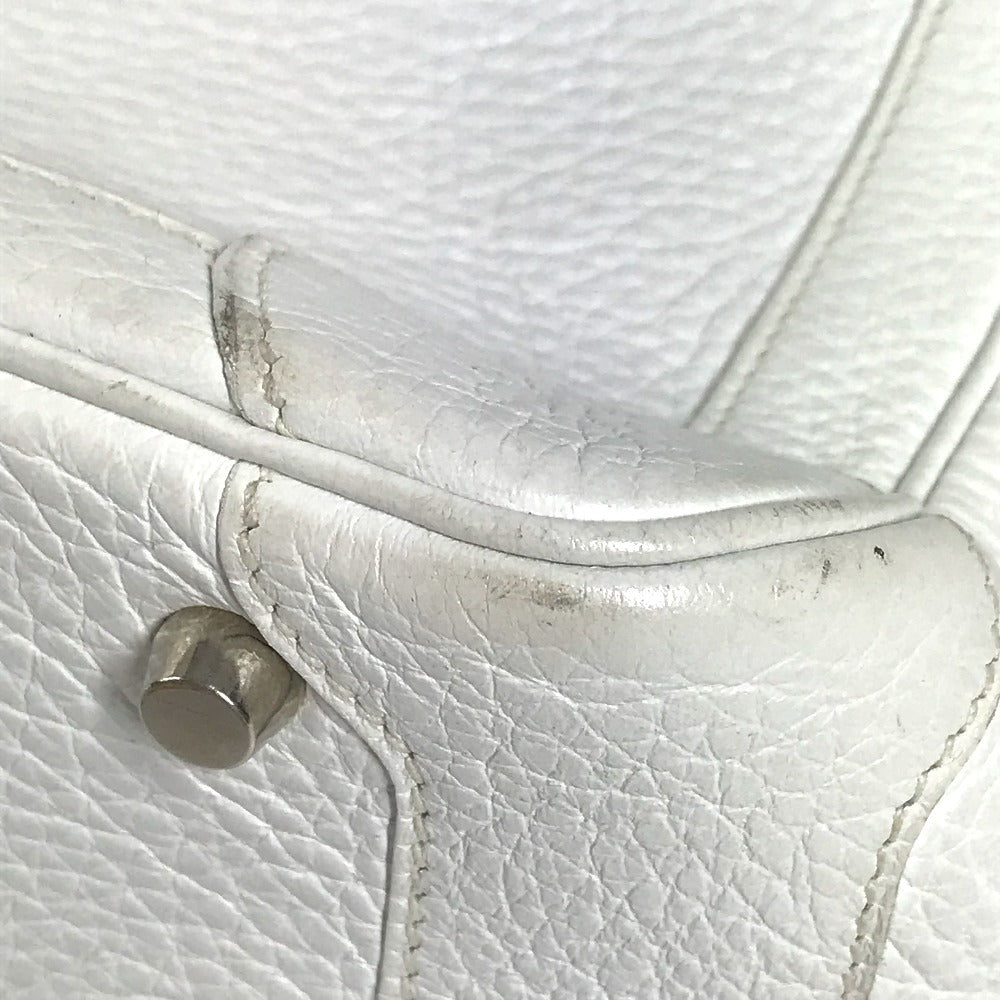 HERMES Box Bag Omnibus PM Omnibus PM Handbag Mini Boston Bag Box BOX Handbag Taurillon Clemence Unisex White