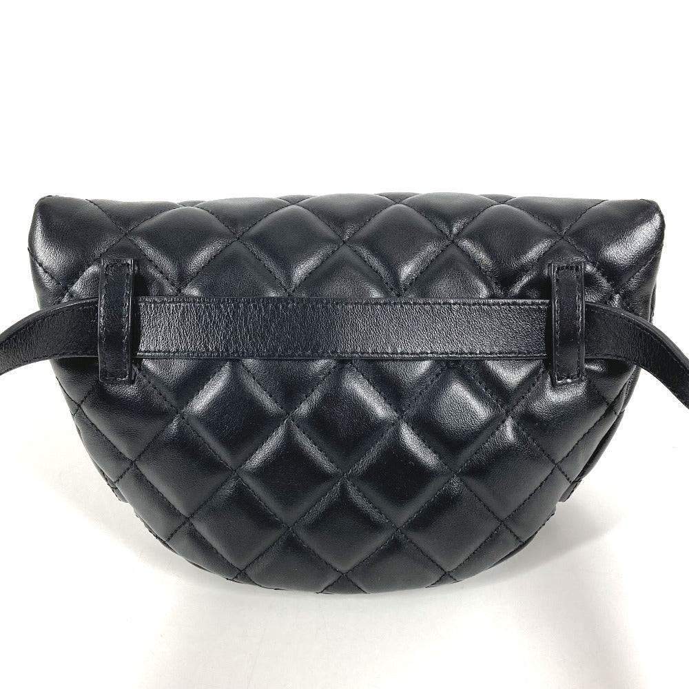 CHANEL ユニフォーム UNIFORM CC ココマーク マトラッセ ベルトバッグ ショルダーバッグ クロス ウエストバッグ ボディバッグ レザー レディース ブラック